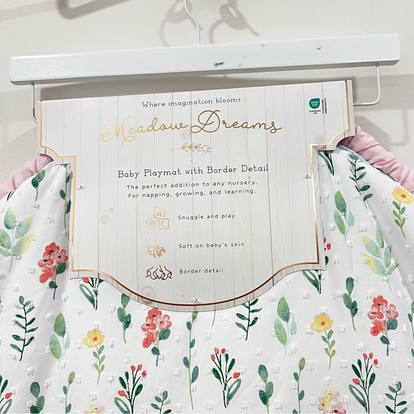 Meadow Dreams Baby Playmat with Border Round White/Pink Amelia Floral 36" X 36" - Picture 4 of 10